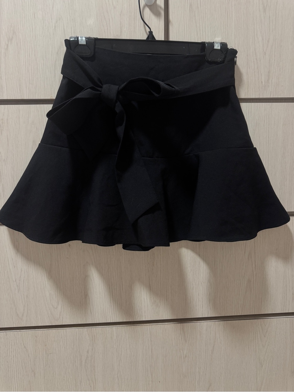 Zara Black Tie-Waist Flared Skater Mini Skort